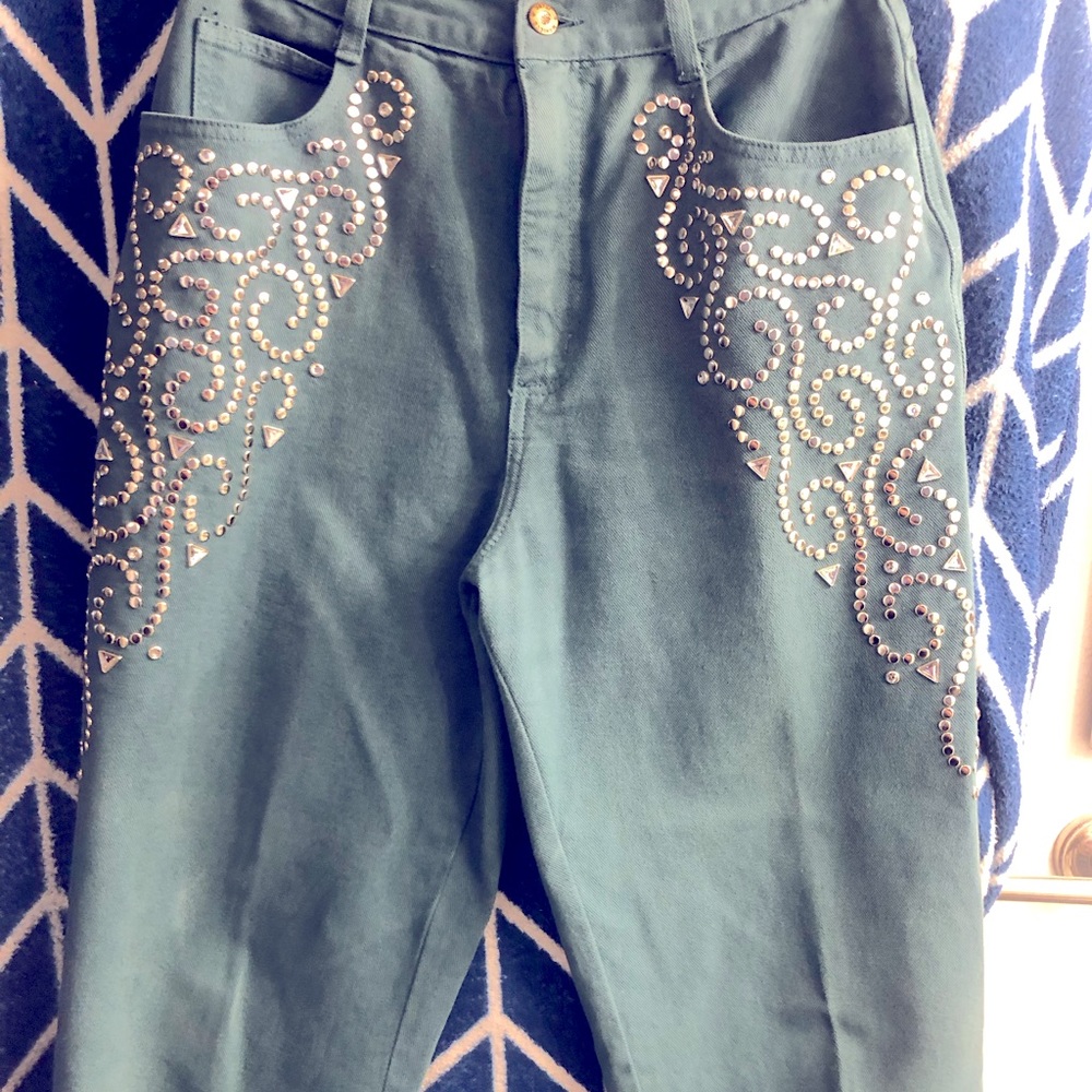 Monique Jeans Original Verdant Meadow Studded Jeans Petite for Women